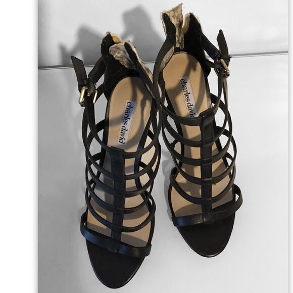 Charles David Black Leather Sandal - Picture 14 of 15